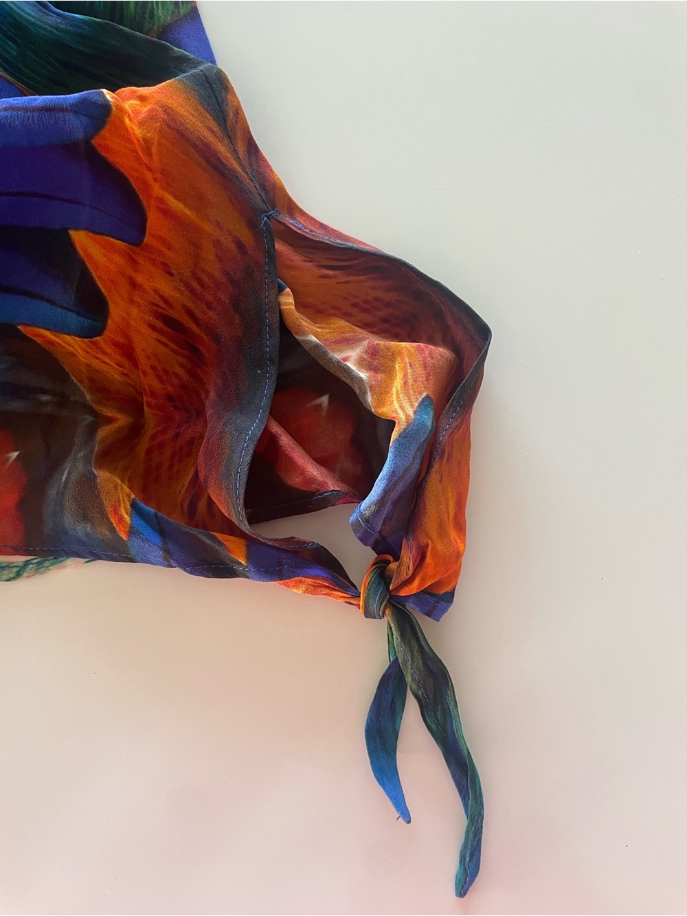 Camilla Multicolor Halter Backless 100% Silk Romper with Swarovski Crystals - Picture 7 of 11